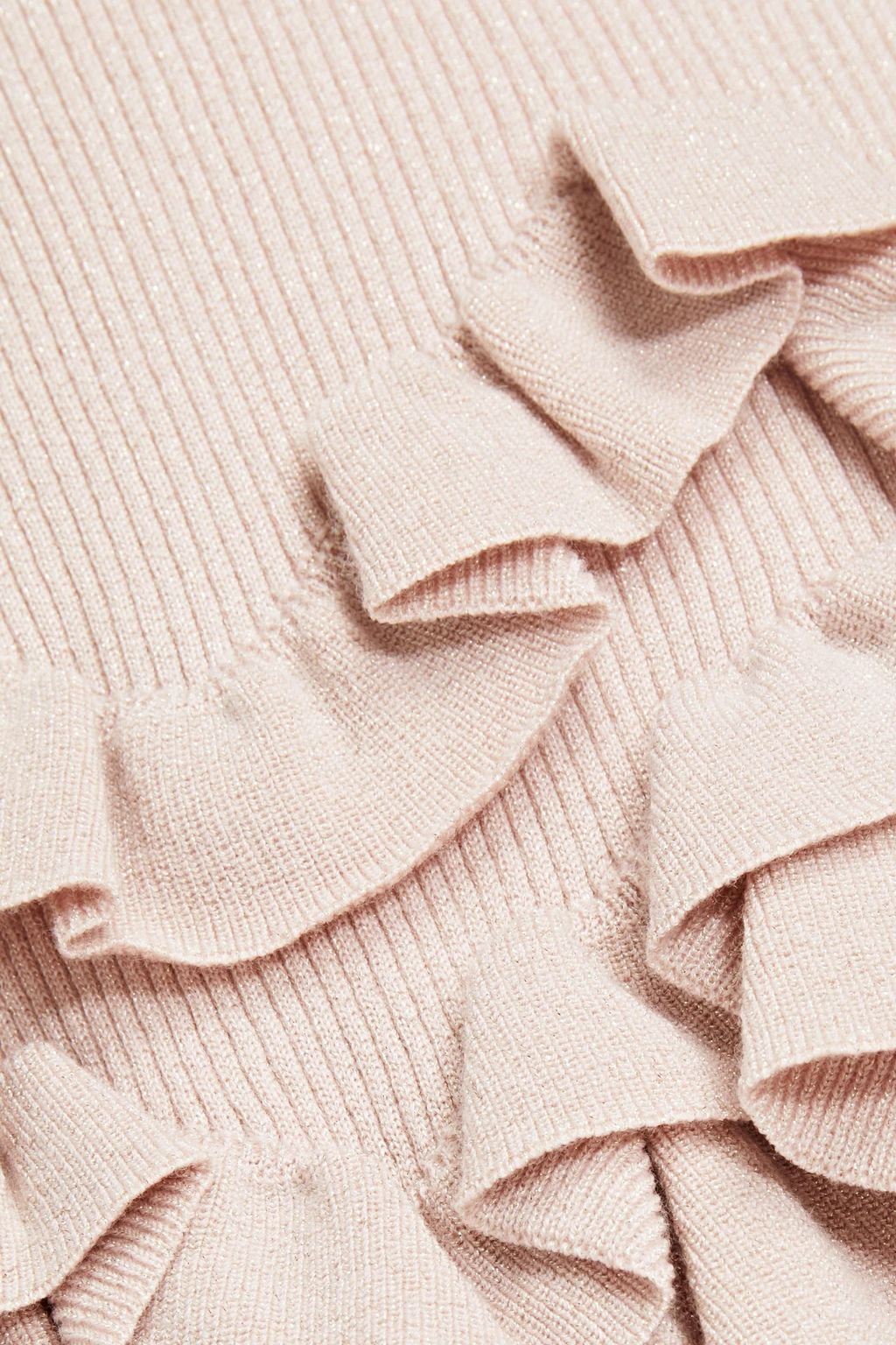 REDVALENTINO Ruffled metallic ribbed wool-blend mini dress
