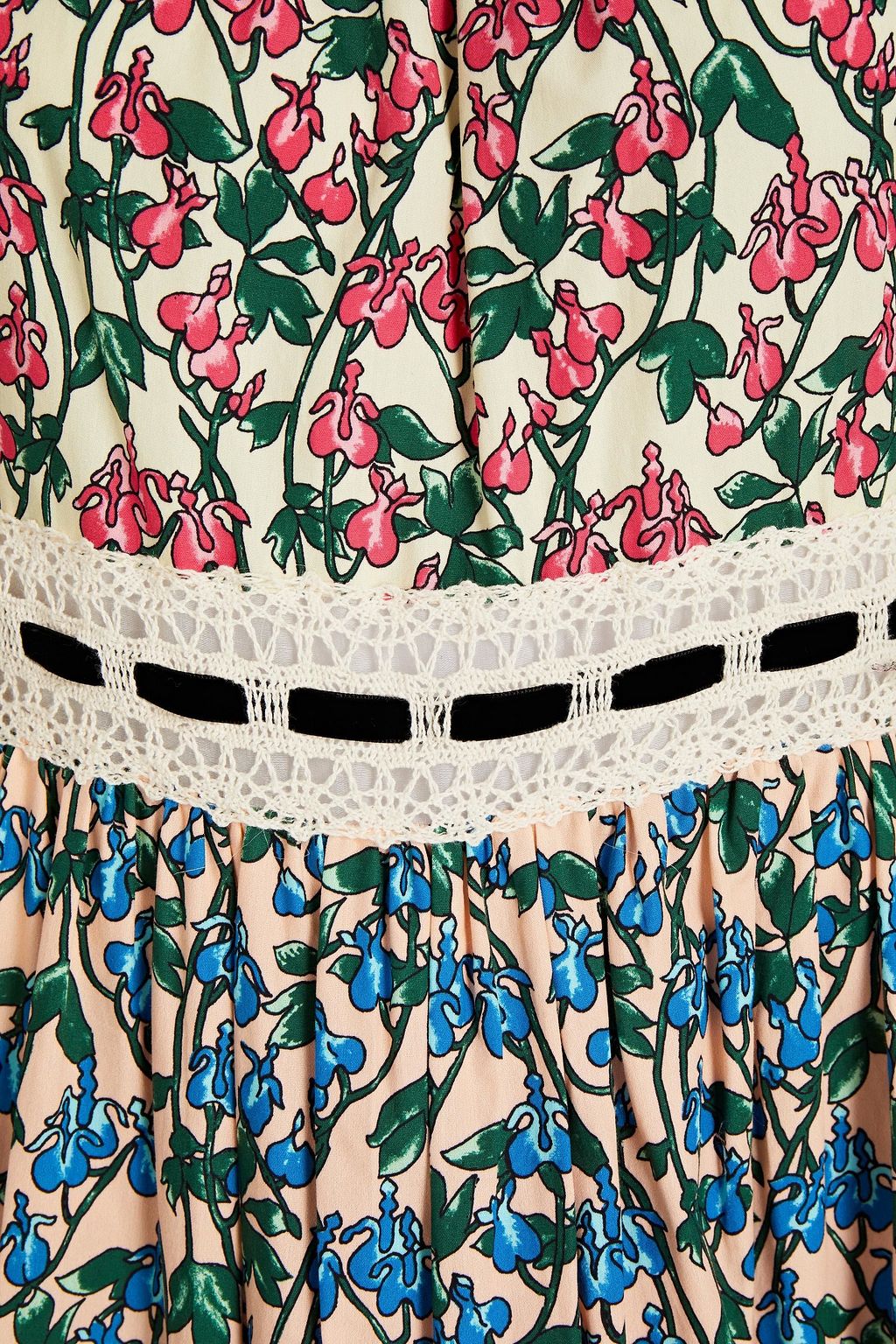 MARC JACOBS Tie-back crocheted lace-trimmed printed cotton dress