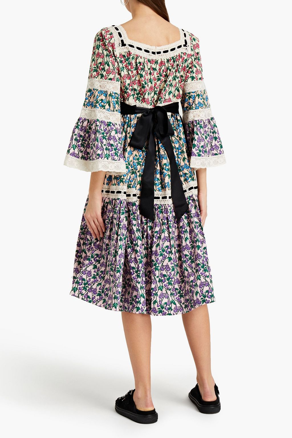 MARC JACOBS Tie-back crocheted lace-trimmed printed cotton dress