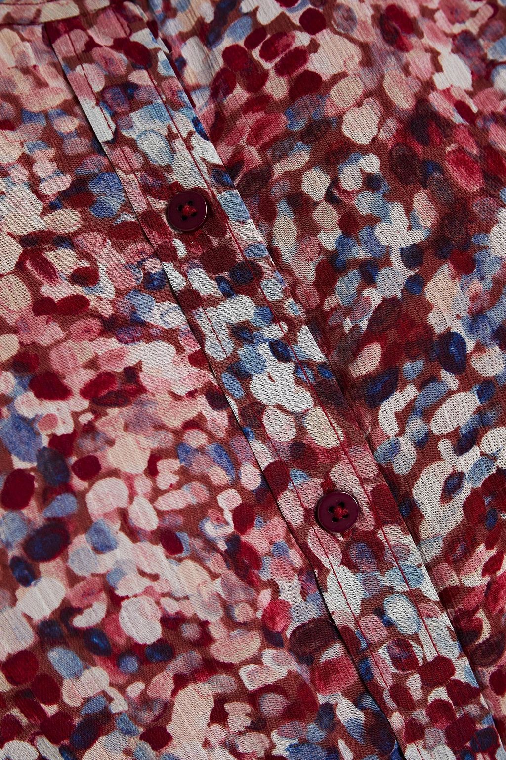 DKNY Belted printed crepe de chine dress