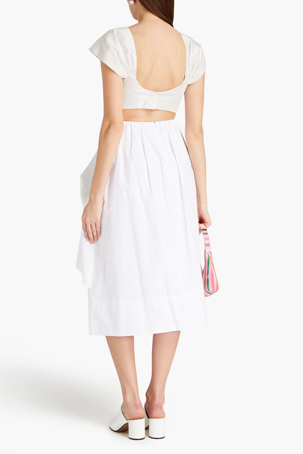 SIMONE ROCHA Bow-embellished cotton-poplin midi skirt