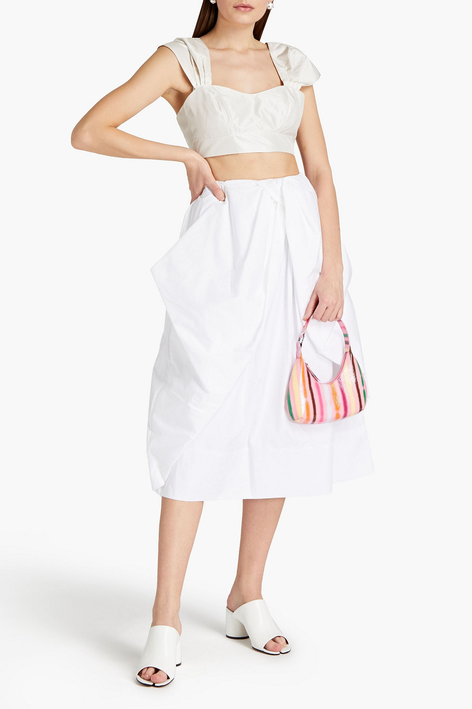 Simone Rocha Bow-embellished Cotton-poplin Midi Skirt