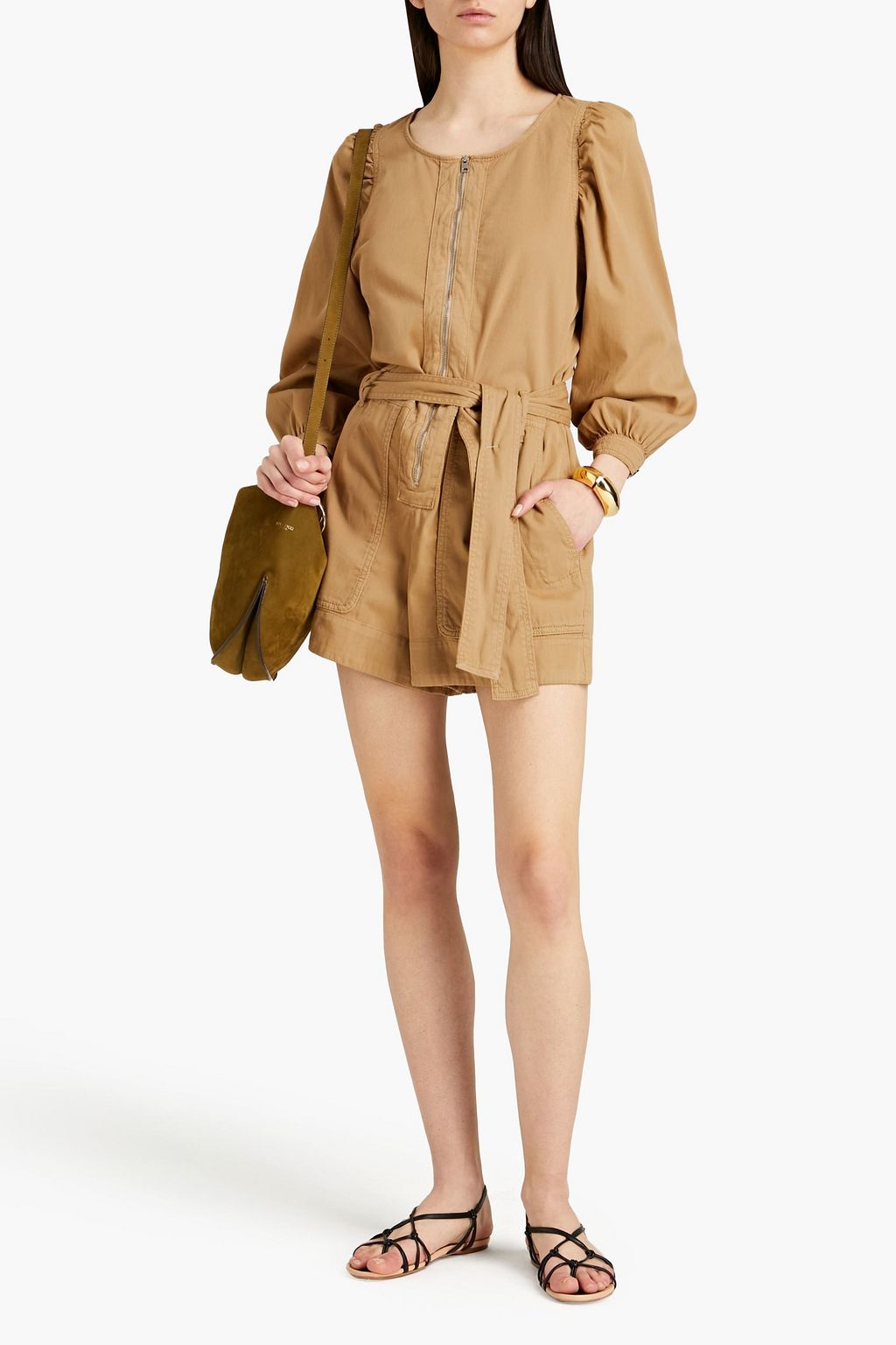 VANESSA BRUNO Belted stretch-cotton playsuit