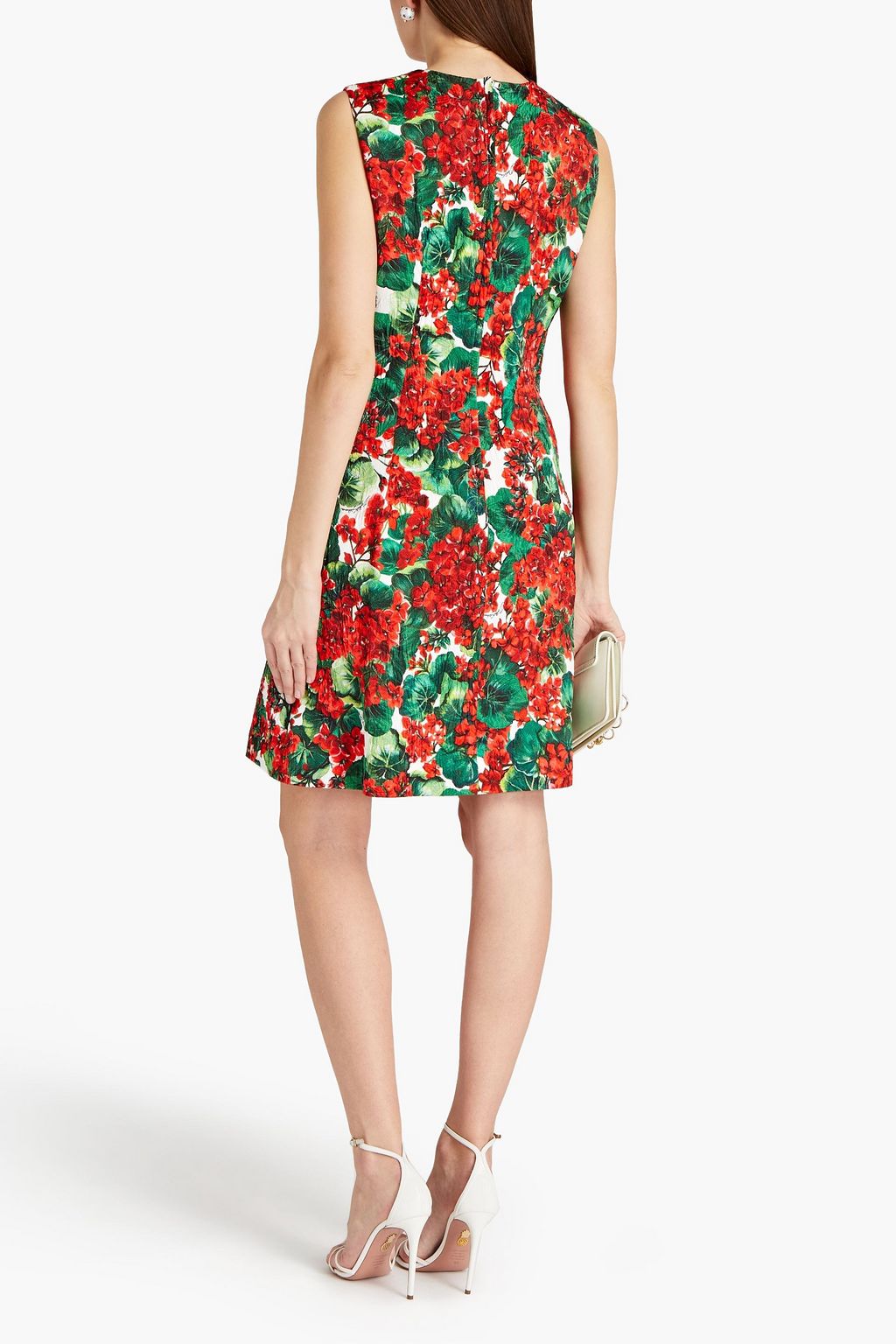 DOLCE&GABBANA フローラルプリントコットン混ジャカード ミニワンピース
