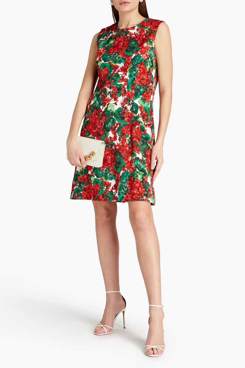 DOLCE&GABBANA フローラルプリントコットン混ジャカード ミニワンピース