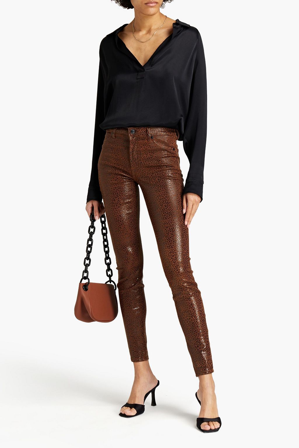 7 FOR ALL MANKIND HW Skinny coated mid-rise skinny jeans