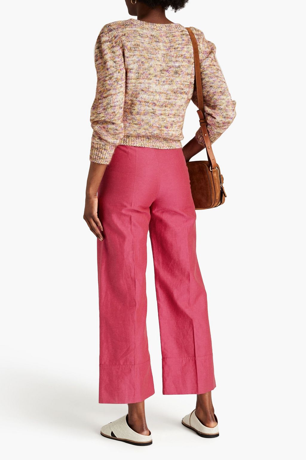 VANESSA BRUNO Cropped cotton and linen-blend twill wide-leg pants