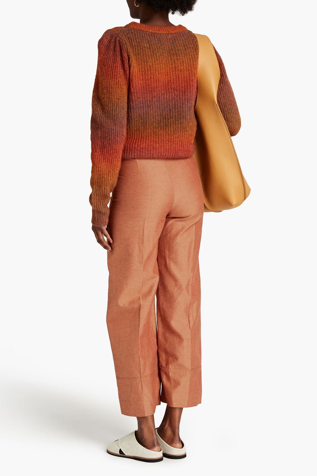 VANESSA BRUNO Cropped cotton and linen-blend twill wide-leg pants