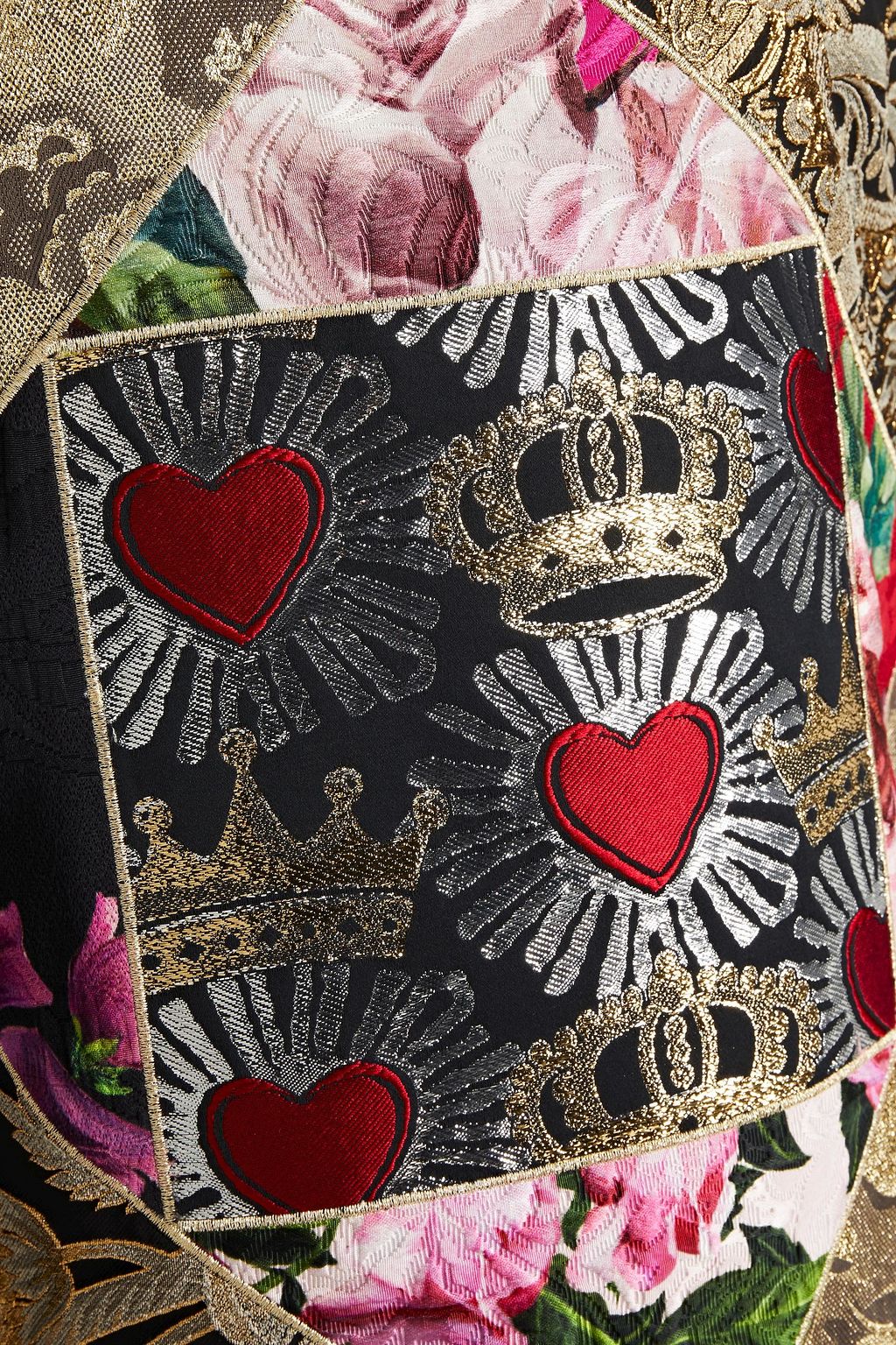 DOLCE&GABBANA Patchwork metallic brocade and jacquard mini dress