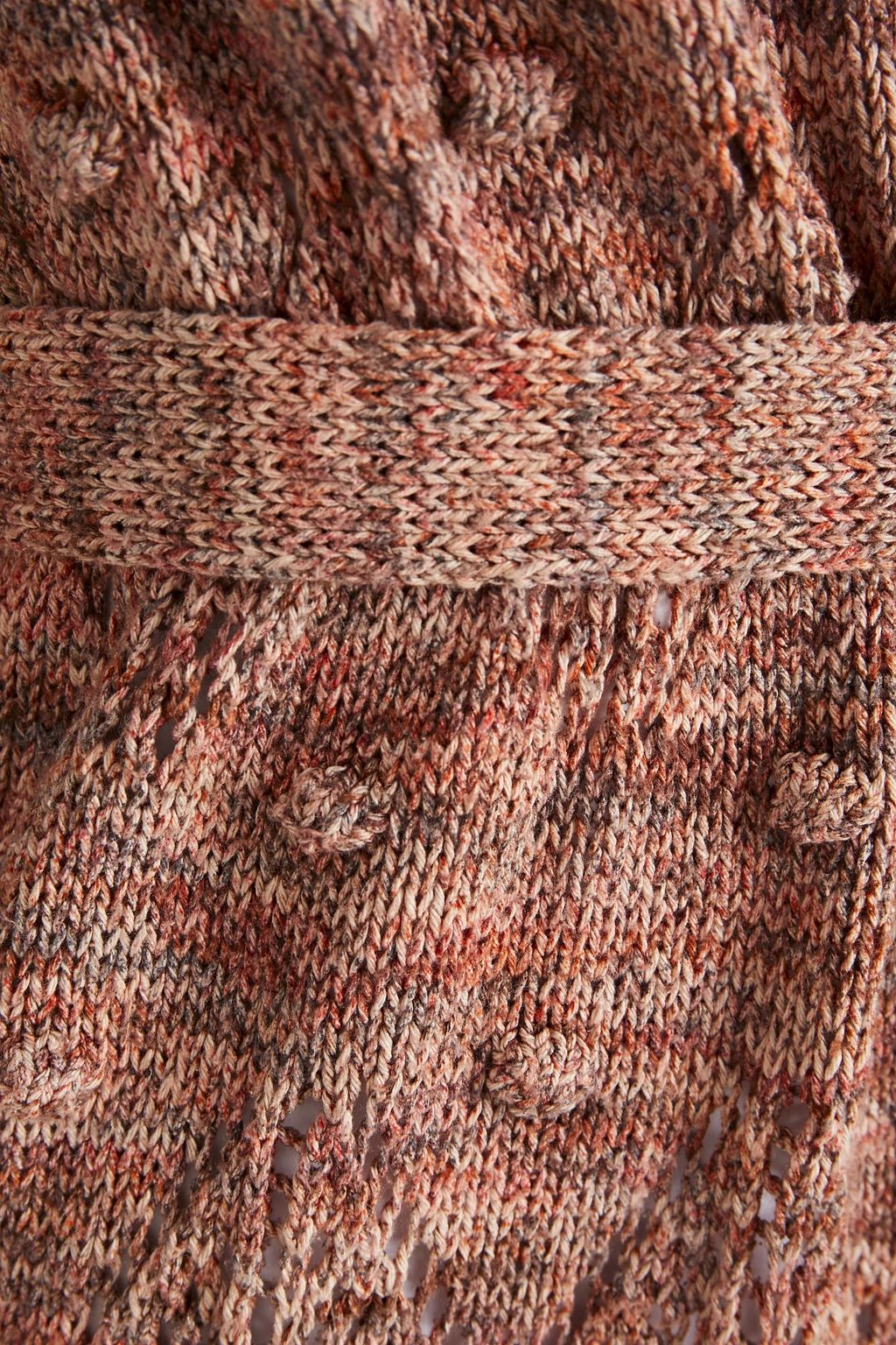 VANESSA BRUNO Rivoli belted marled crochet-knit silk cardigan