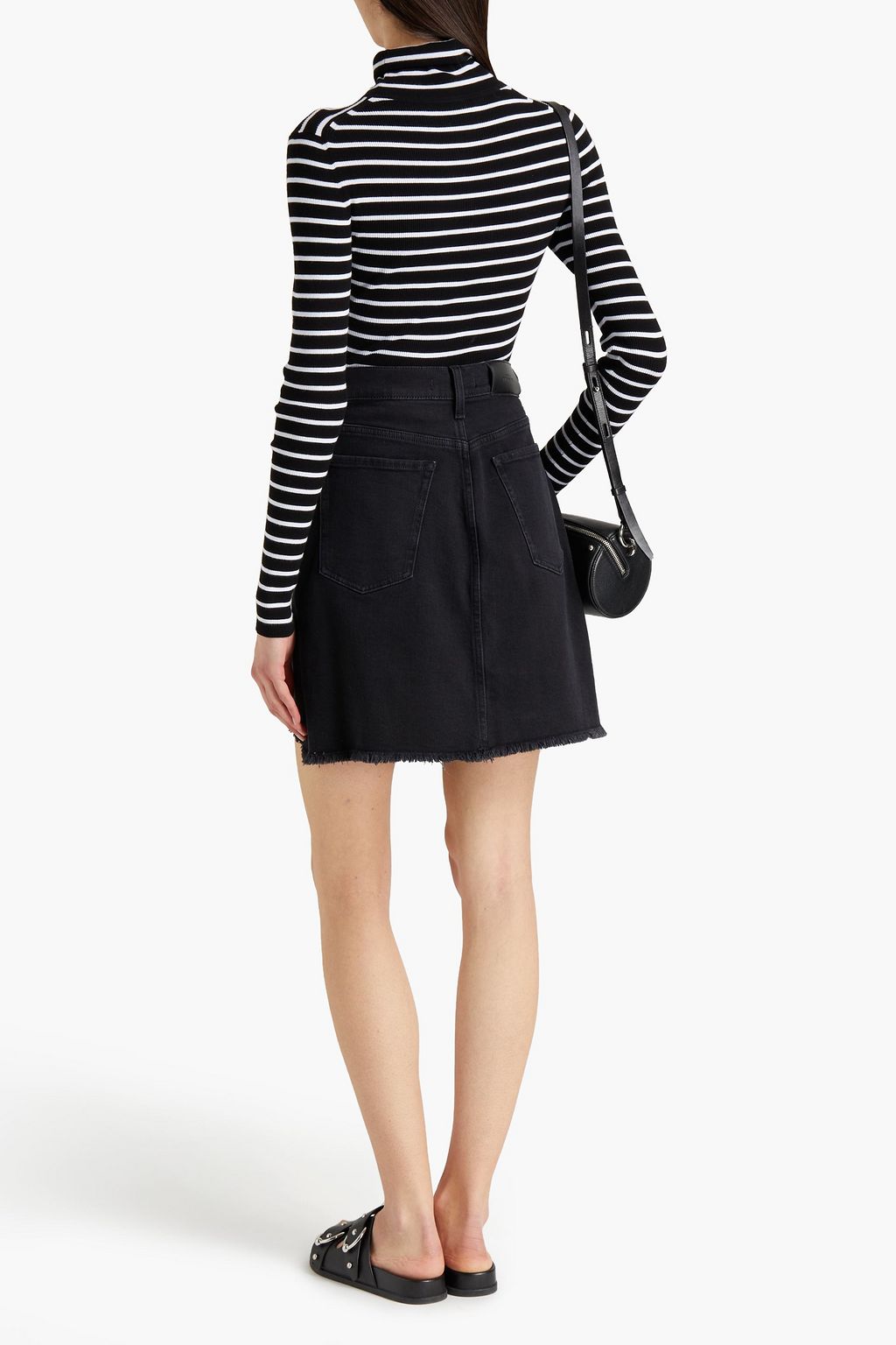 7 FOR ALL MANKIND Keira asymmetric frayed denim mini skirt
