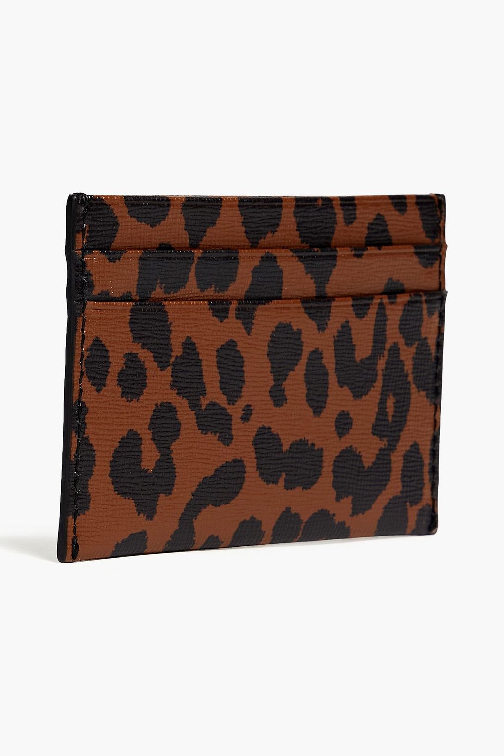 GANNI Leopard-print textured-leather cardholder