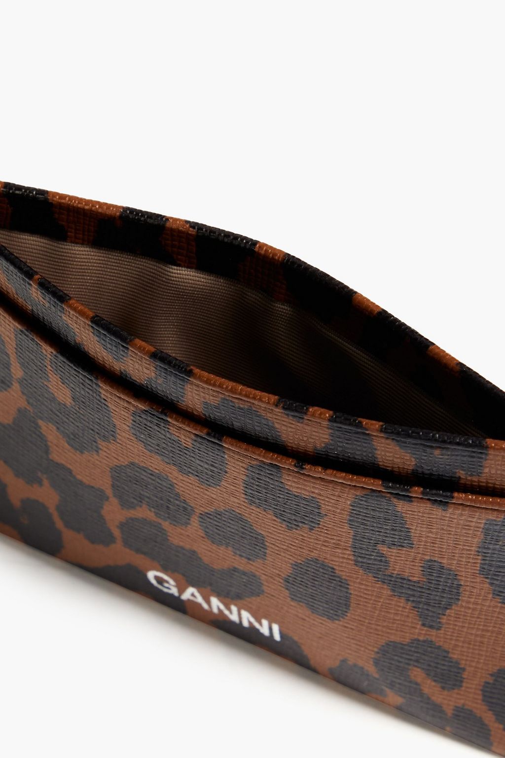 GANNI Leopard-print textured-leather cardholder