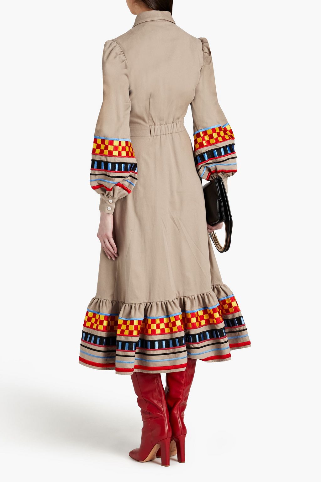 STELLA JEAN Embroidered gathered cotton-blend moleskin coat