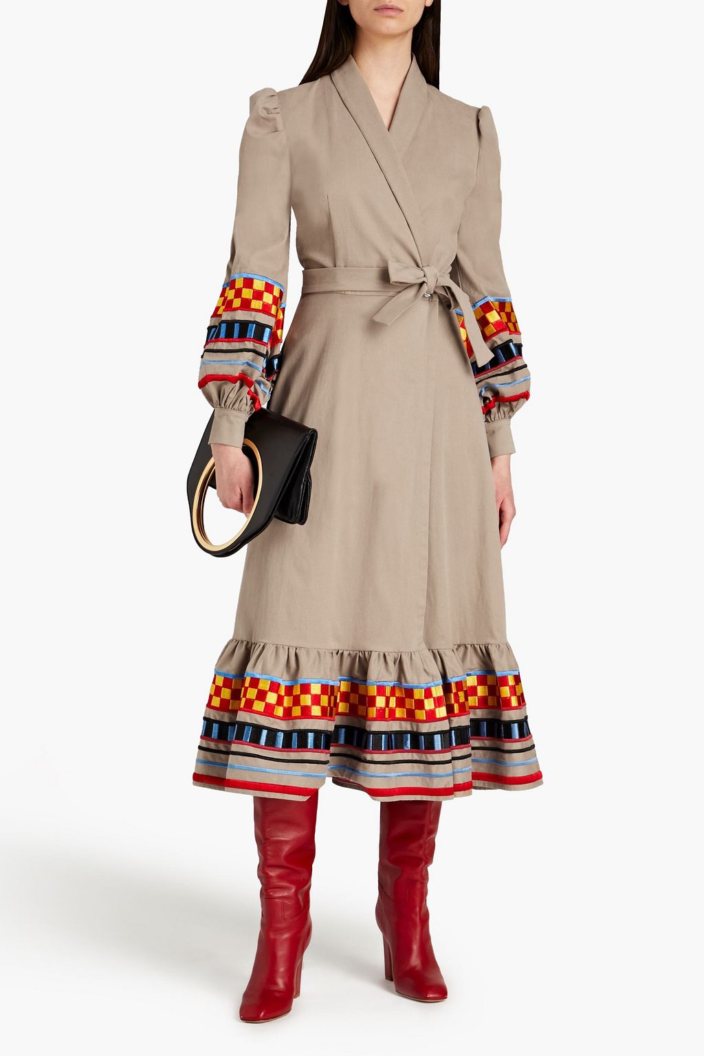 STELLA JEAN Embroidered gathered cotton-blend moleskin coat