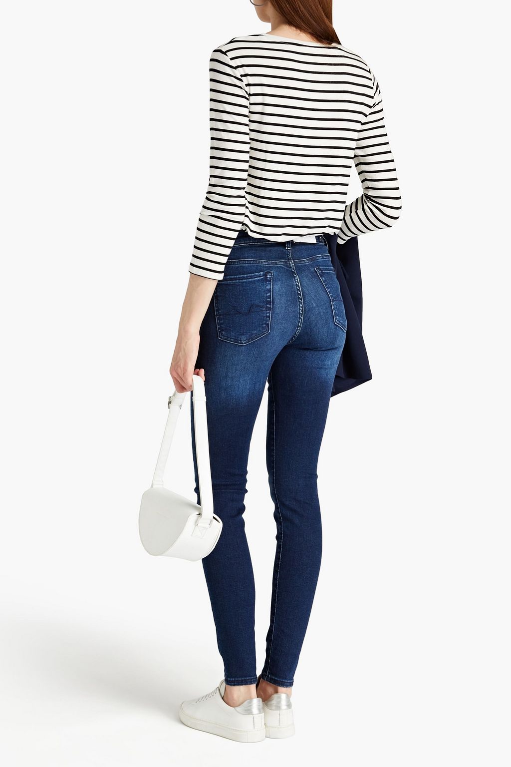 7 FOR ALL MANKIND 페이디드 미드라이즈 스키니 진
