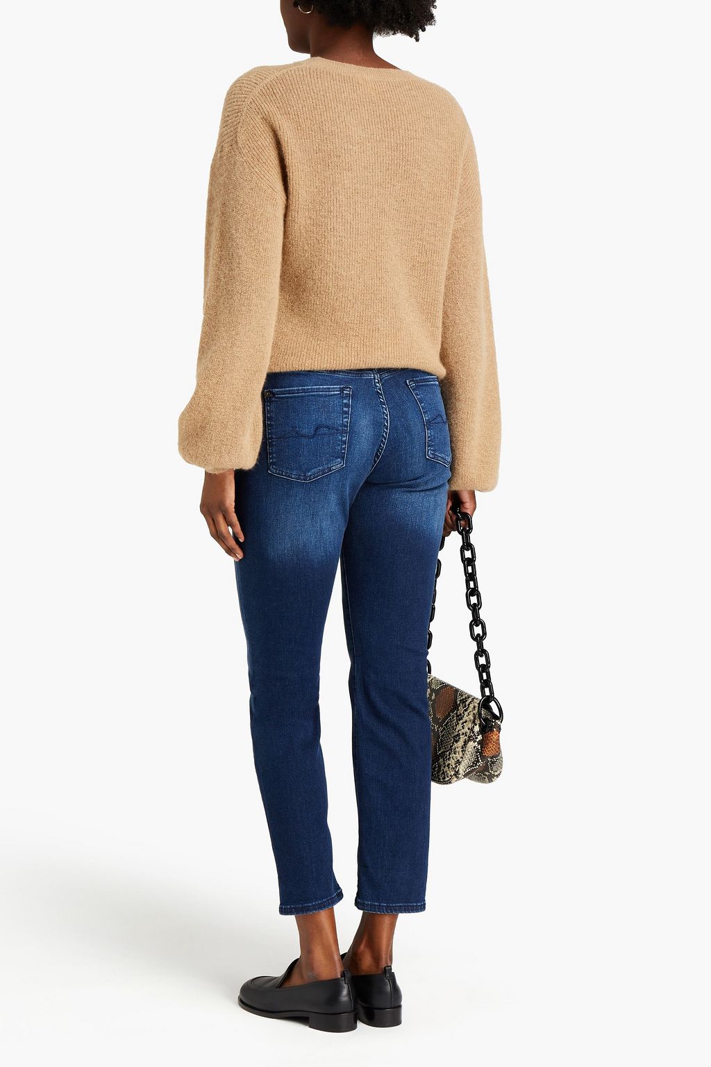 7 FOR ALL MANKIND 페이디드 하이라이즈 크롭 스키니 진