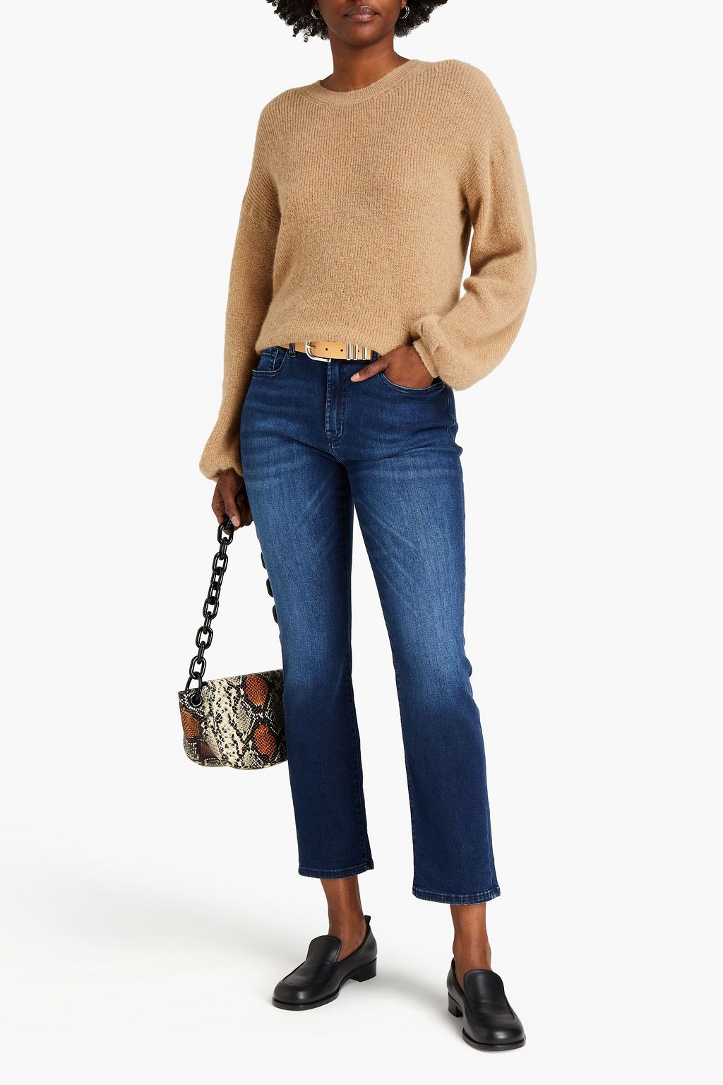 7 FOR ALL MANKIND 페이디드 하이라이즈 크롭 스키니 진
