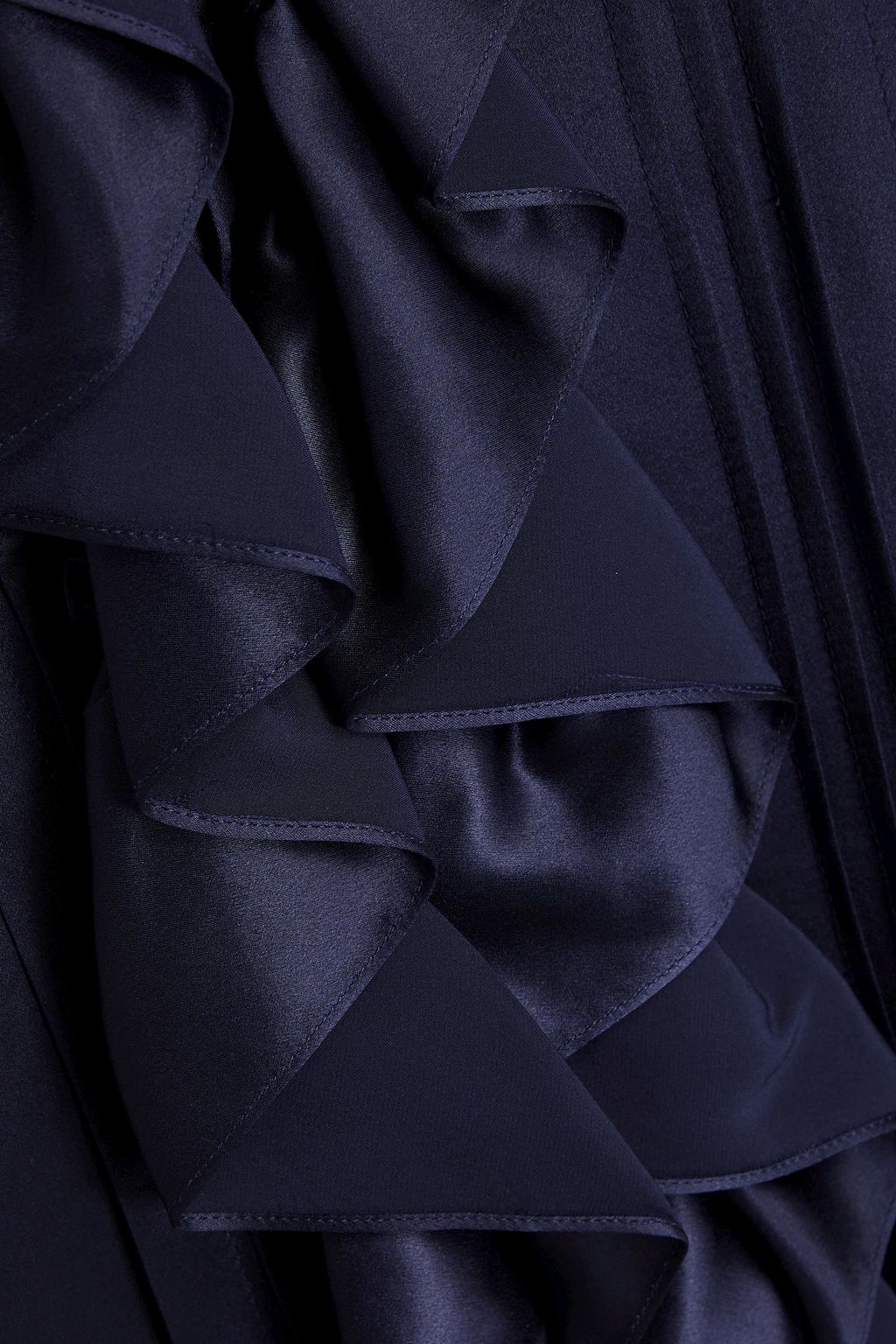 SIMONE ROCHA Pleated ruffle-trimmed silk-satin midi shirt dress