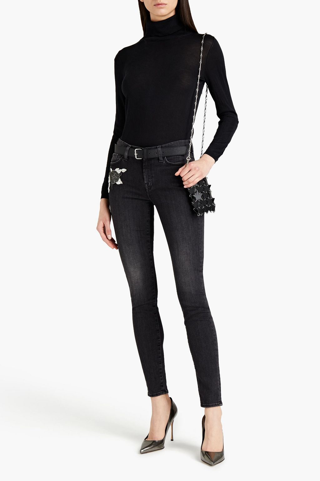 7 FOR ALL MANKIND Embellished mid-rise skinny jeans