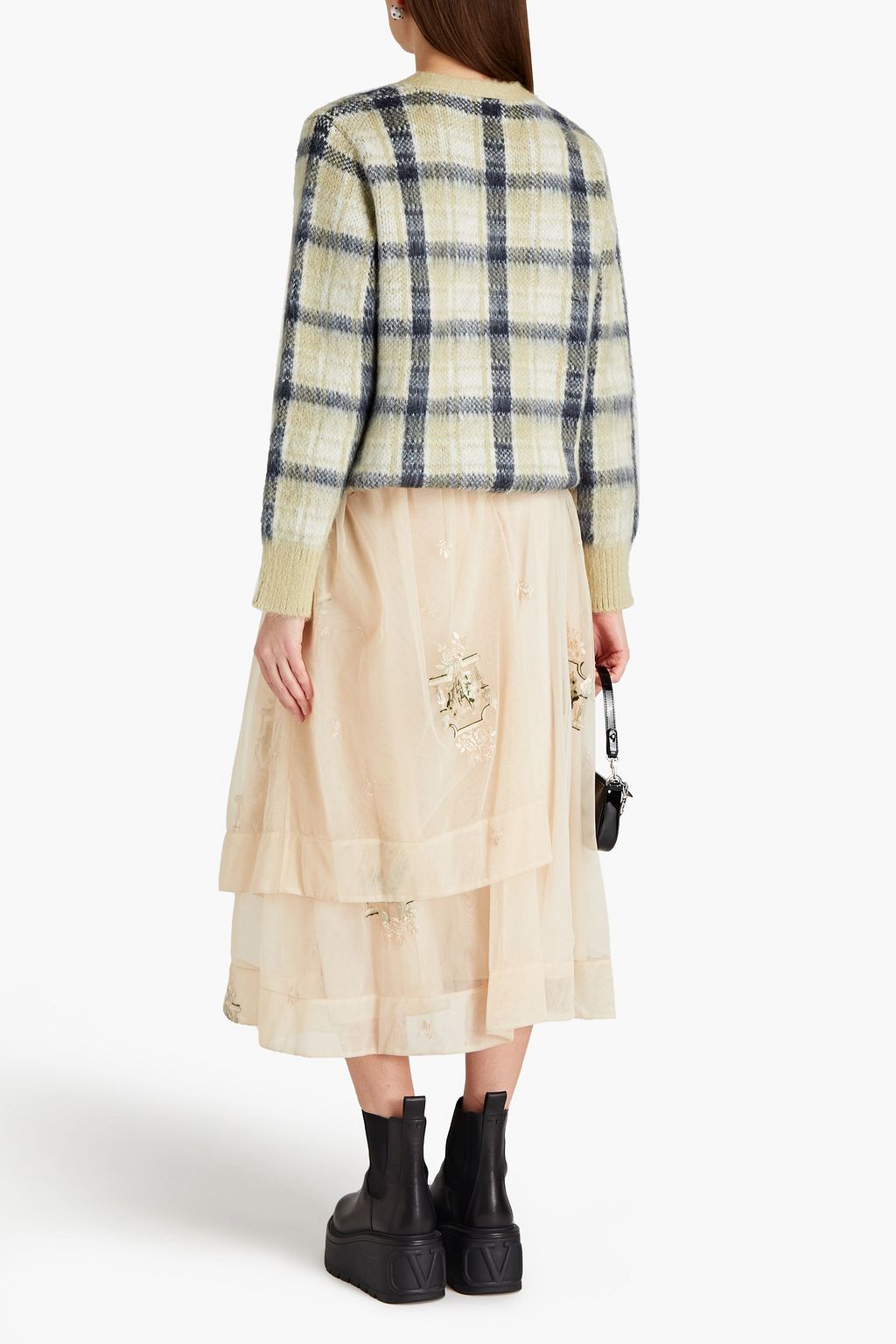 SIMONE ROCHA Gathered embroidered tulle midi skirt