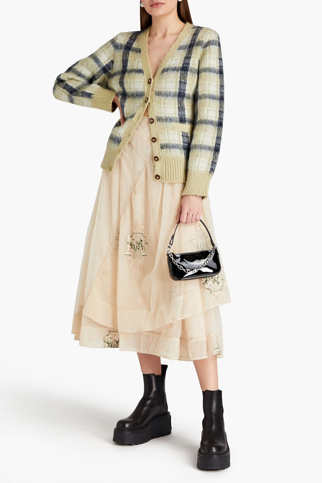SIMONE ROCHA Gathered embroidered tulle midi skirt