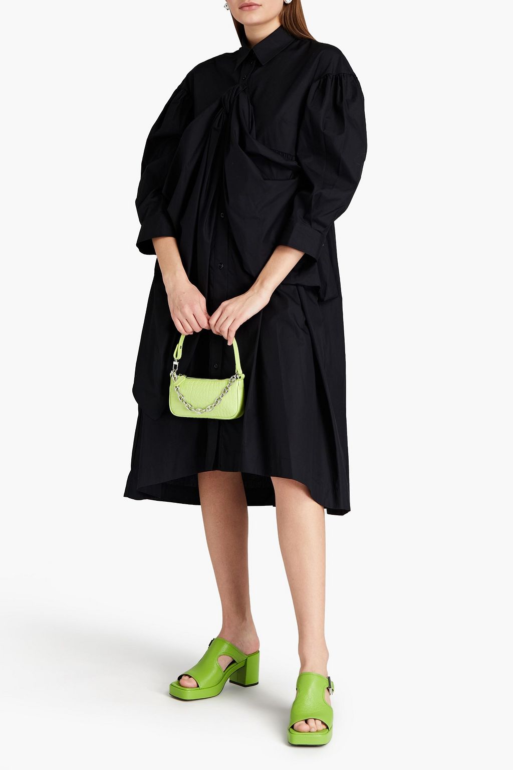SIMONE ROCHA Oversized gathered cotton-poplin shirt dress
