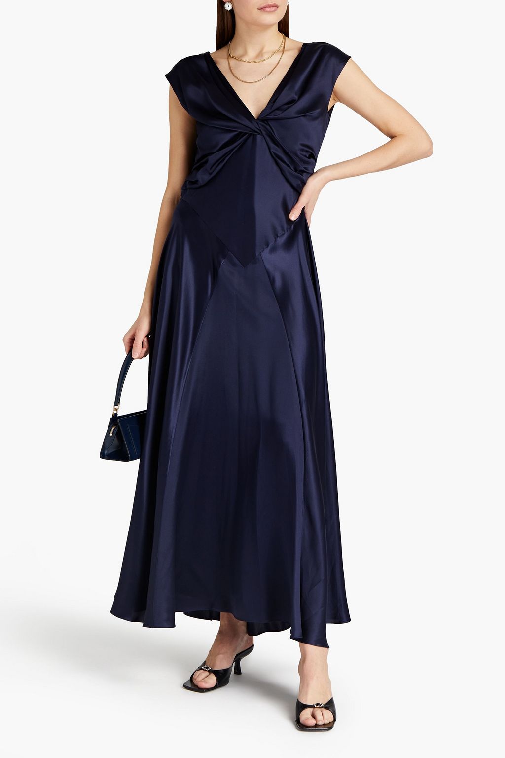 SIMONE ROCHA Pleated draped silk-satin maxi dress
