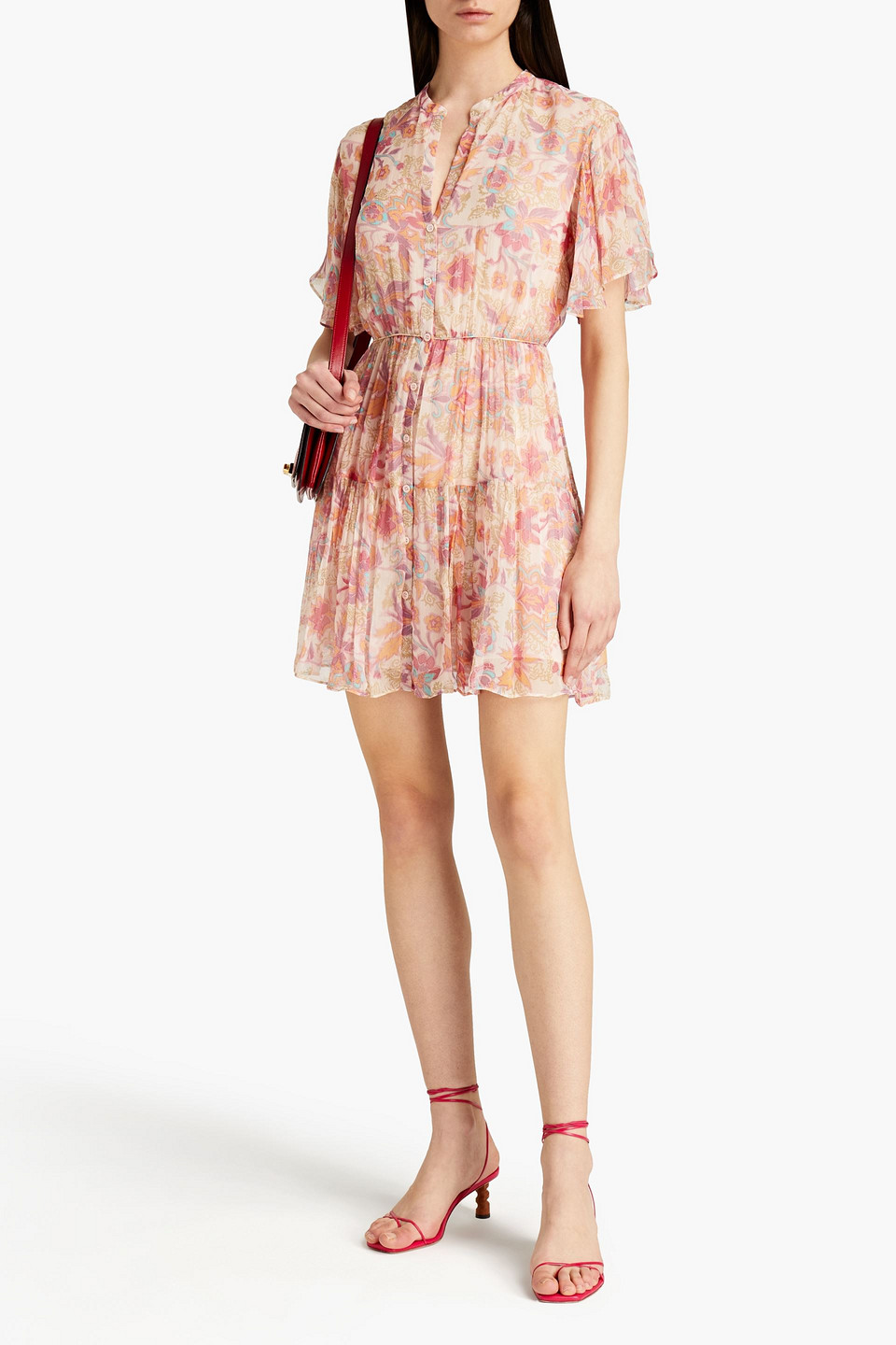 Vanessa Bruno Rio Printed Georgette Mini Dress In Pink