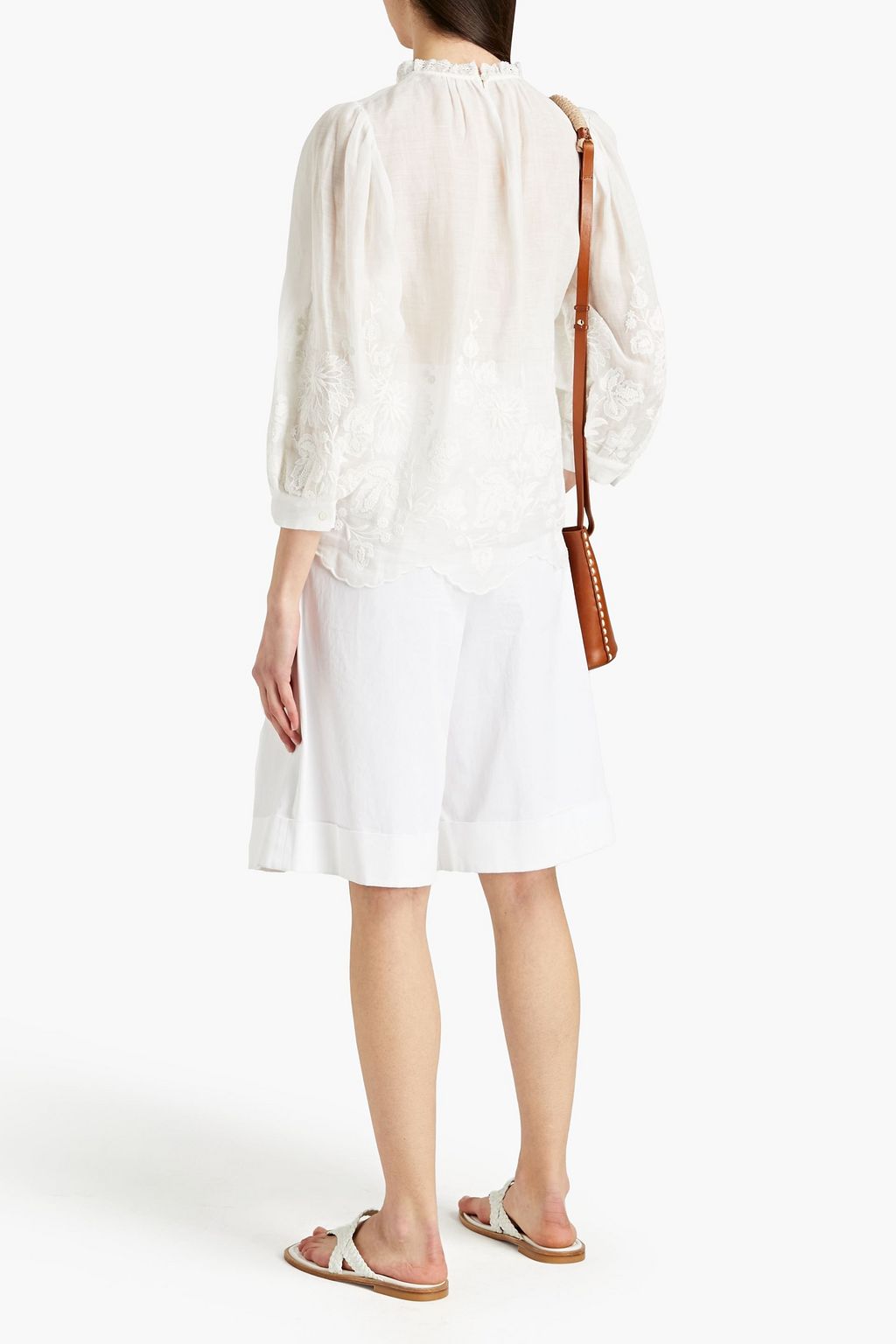 VANESSA BRUNO Rioja  gathered embroidered ramie blouse