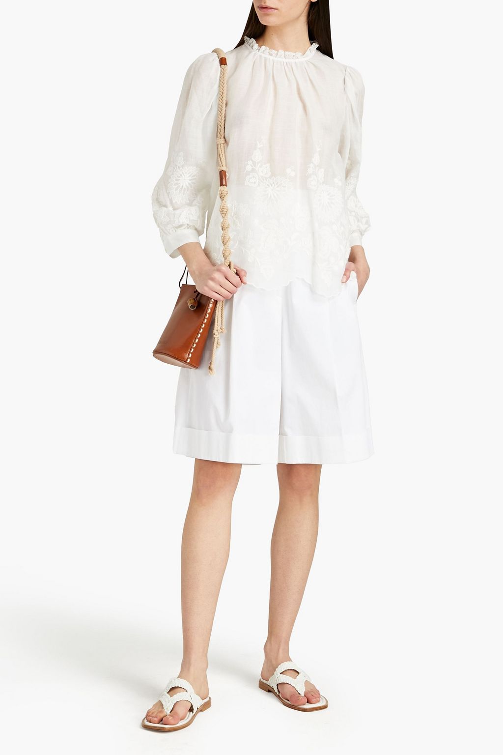 VANESSA BRUNO Rioja  gathered embroidered ramie blouse