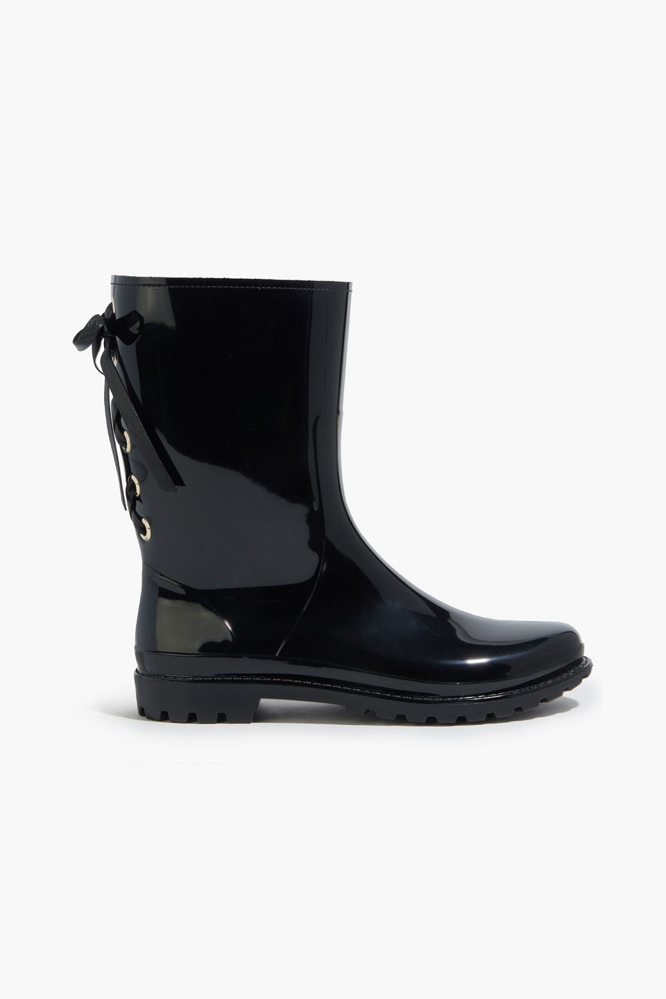 Red Valentino Lace up Rubber Rain Boots In Black ModeSens