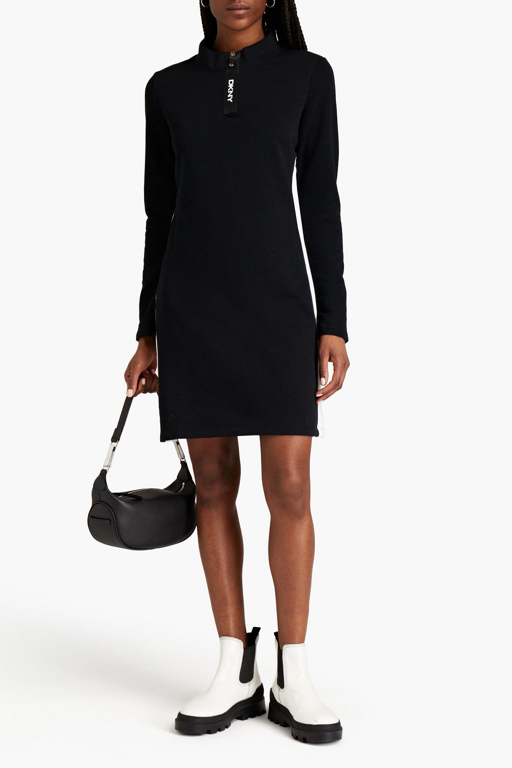 DKNY French cotton-blend terry mini dress