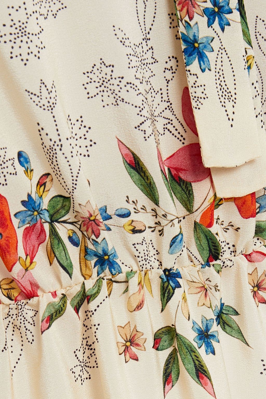 REDVALENTINO Pussy-bow floral-print silk crepe de chine mini dress