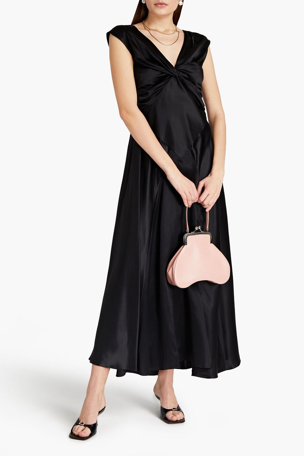 SIMONE ROCHA Pleated draped silk-satin maxi dress