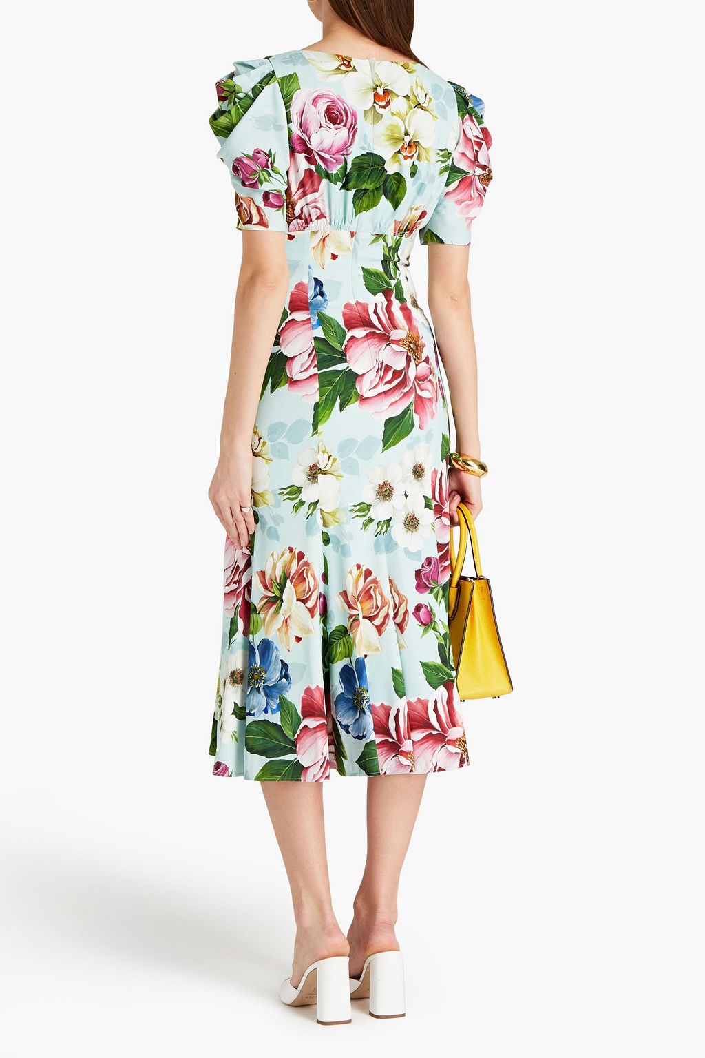 Floral-print crepe midi dress
