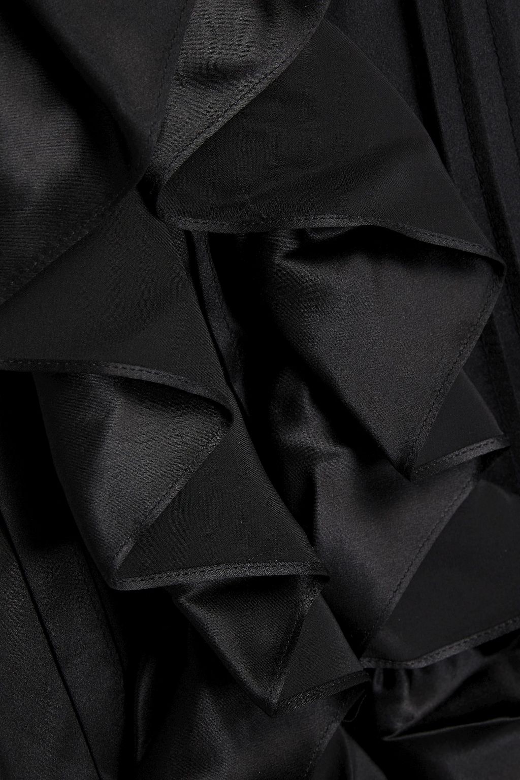 SIMONE ROCHA Pleated ruffle-trimmed silk-satin midi shirt dress