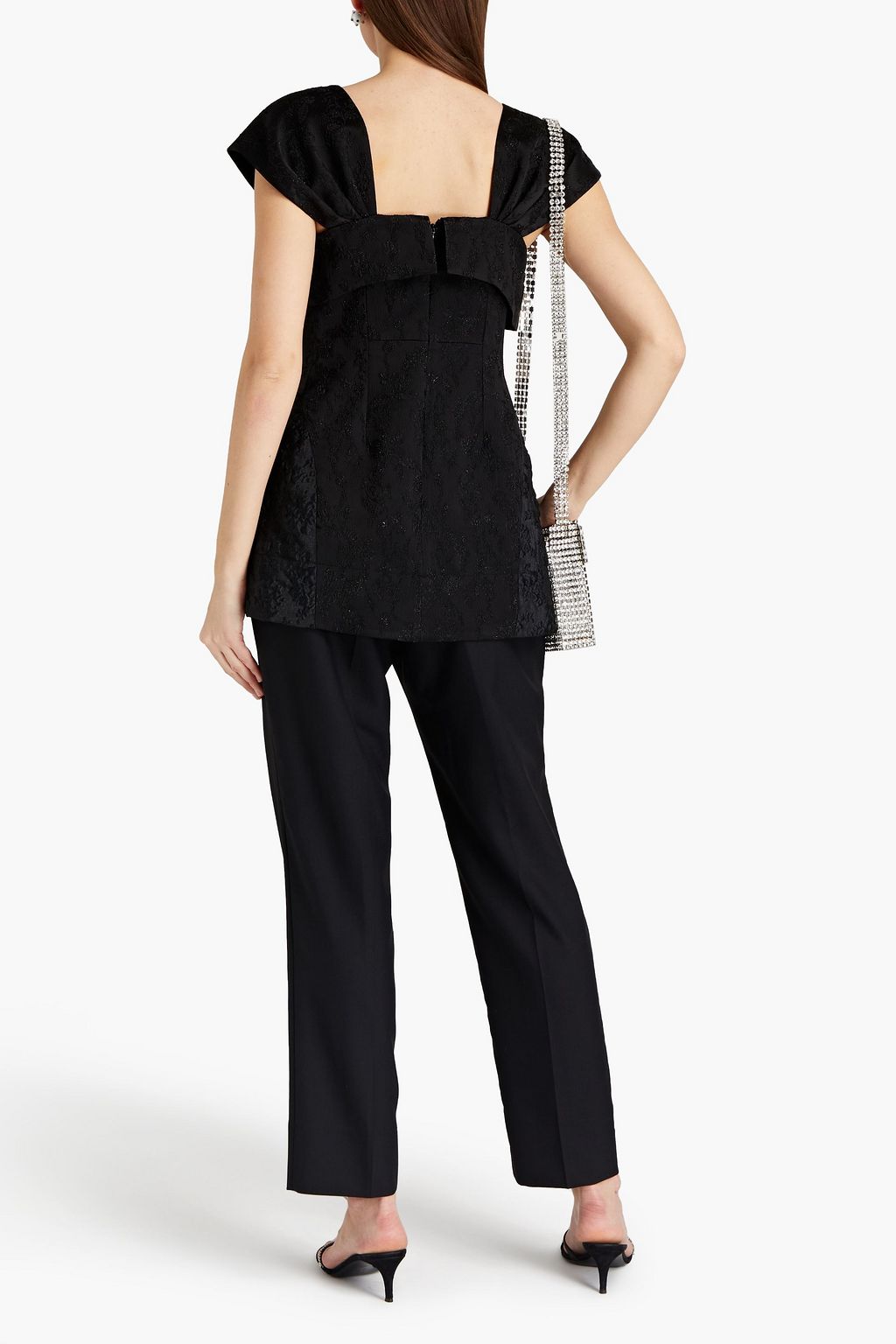 SIMONE ROCHA Embroidered matelassé-paneled cloqué top