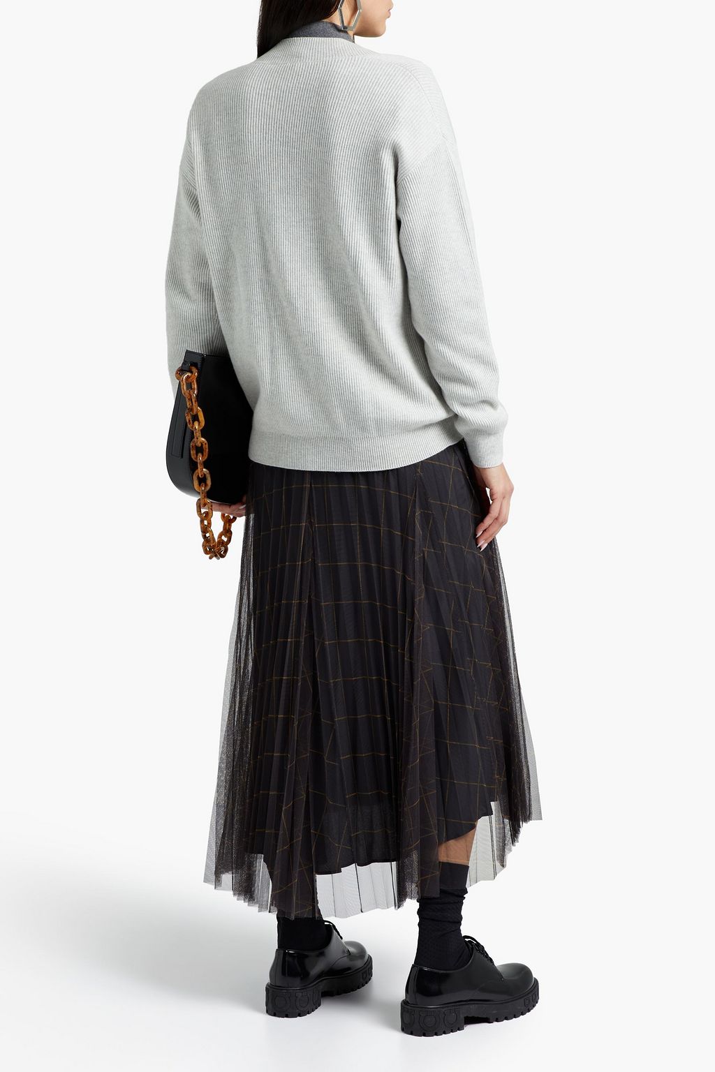 BRUNELLO CUCINELLI Bead-embellished ribbed cashmere cardigan