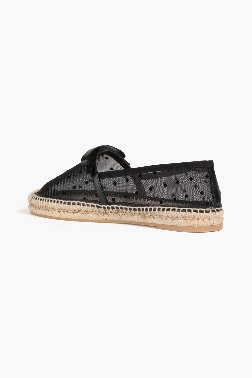 RED(V) Bow-embellished leather-trimmed flocked mesh espadrilles