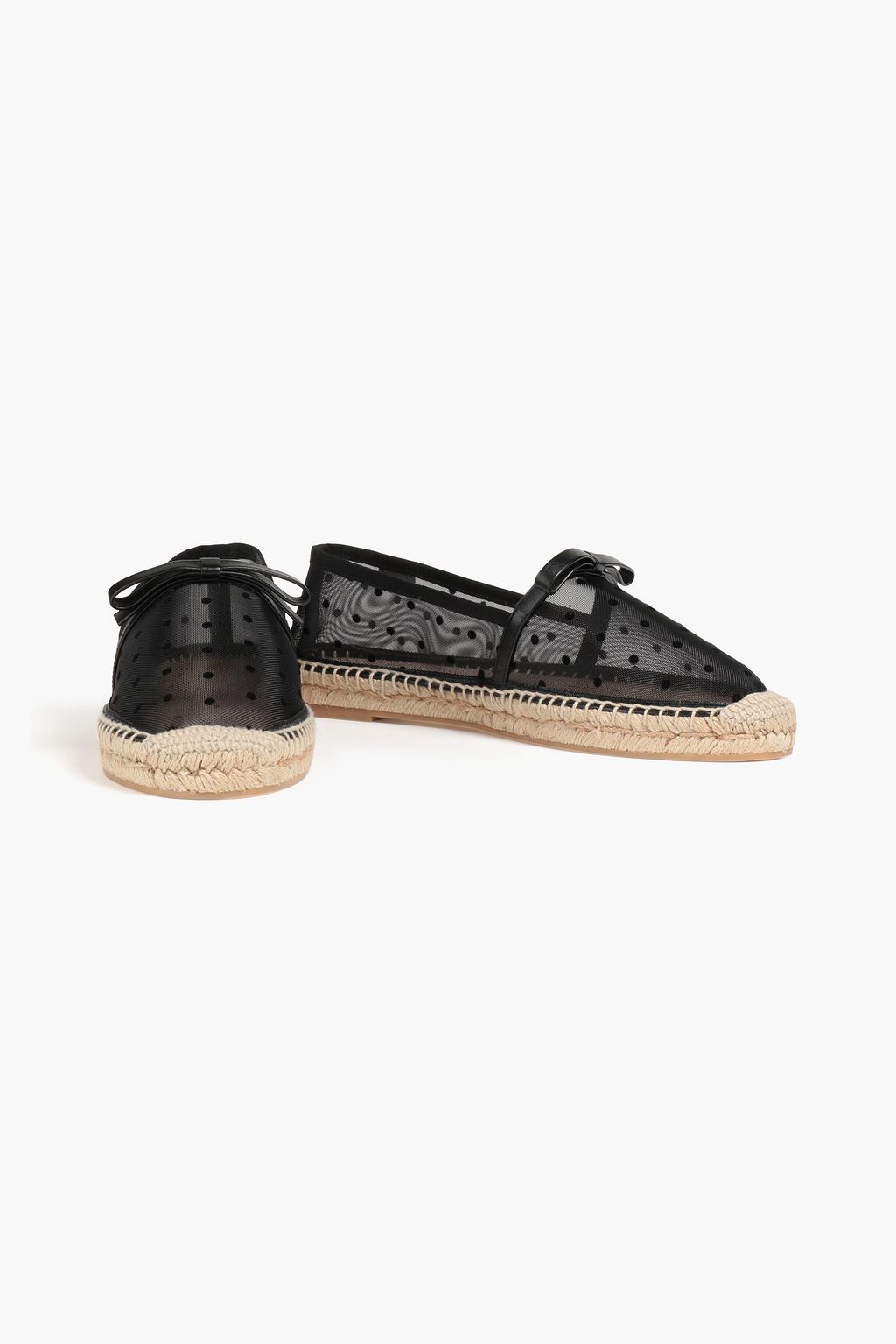 RED(V) Bow-embellished leather-trimmed flocked mesh espadrilles
