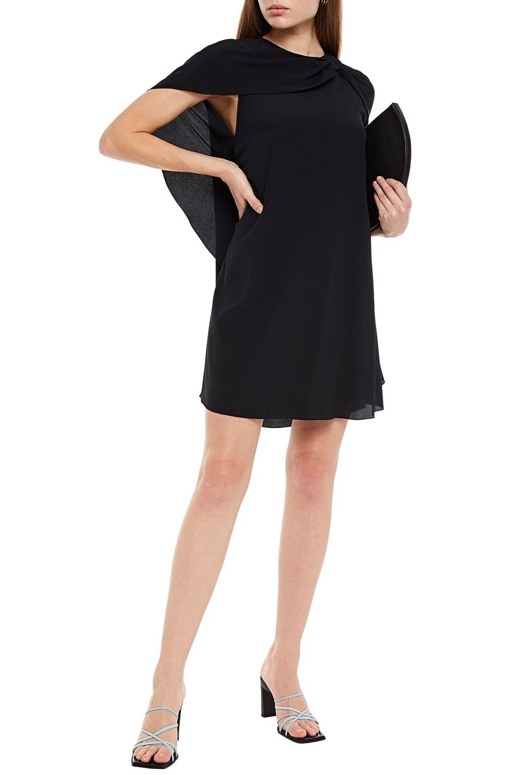REDVALENTINO Cape-effect crepe de chine mini dress