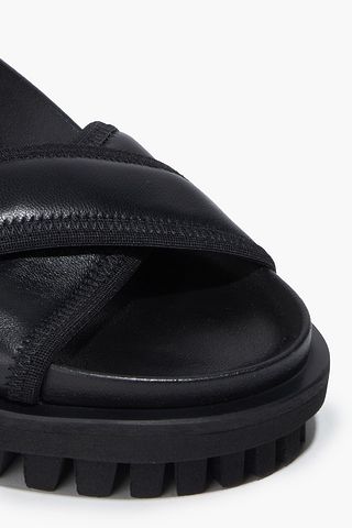Black Grosgrain-trimmed leather and rubber sandals | Sale up to 70% off | THE OUTNET | GANNI 