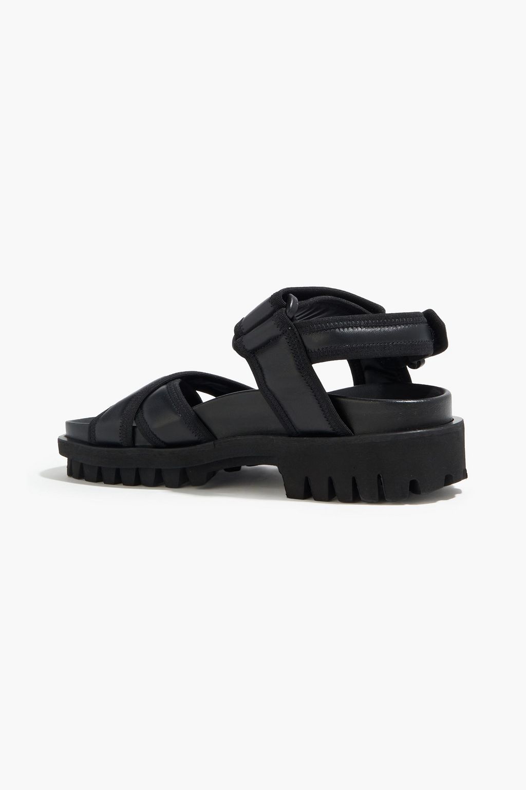 GANNI Grosgrain-trimmed leather and rubber sandals
