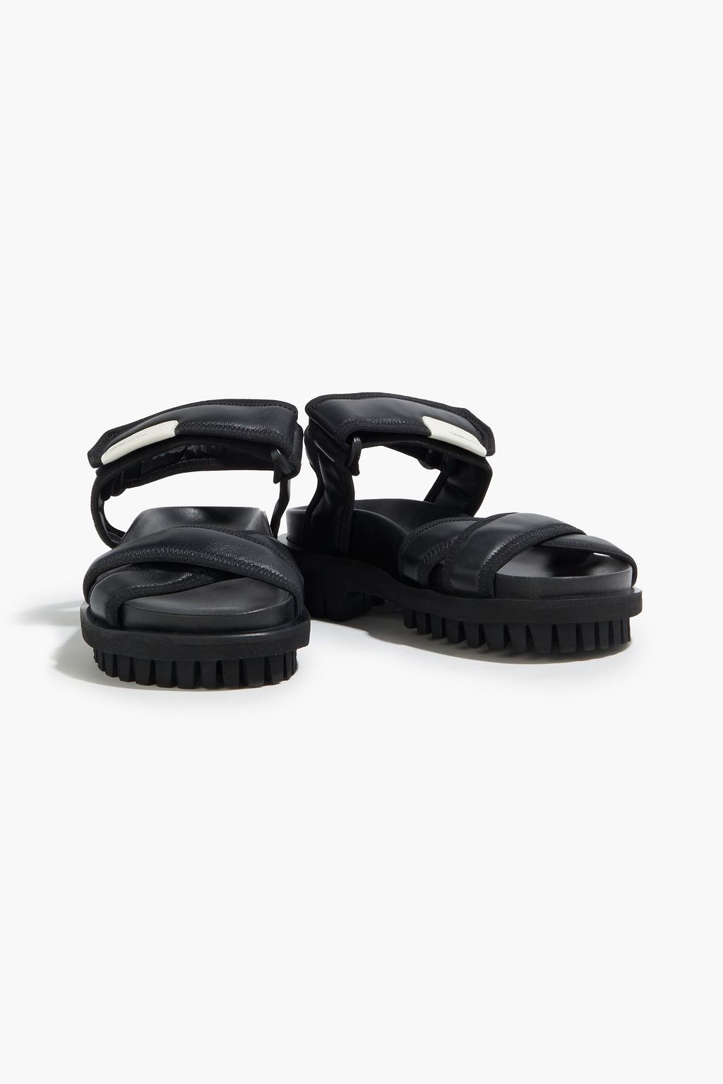 GANNI Grosgrain-trimmed leather and rubber sandals