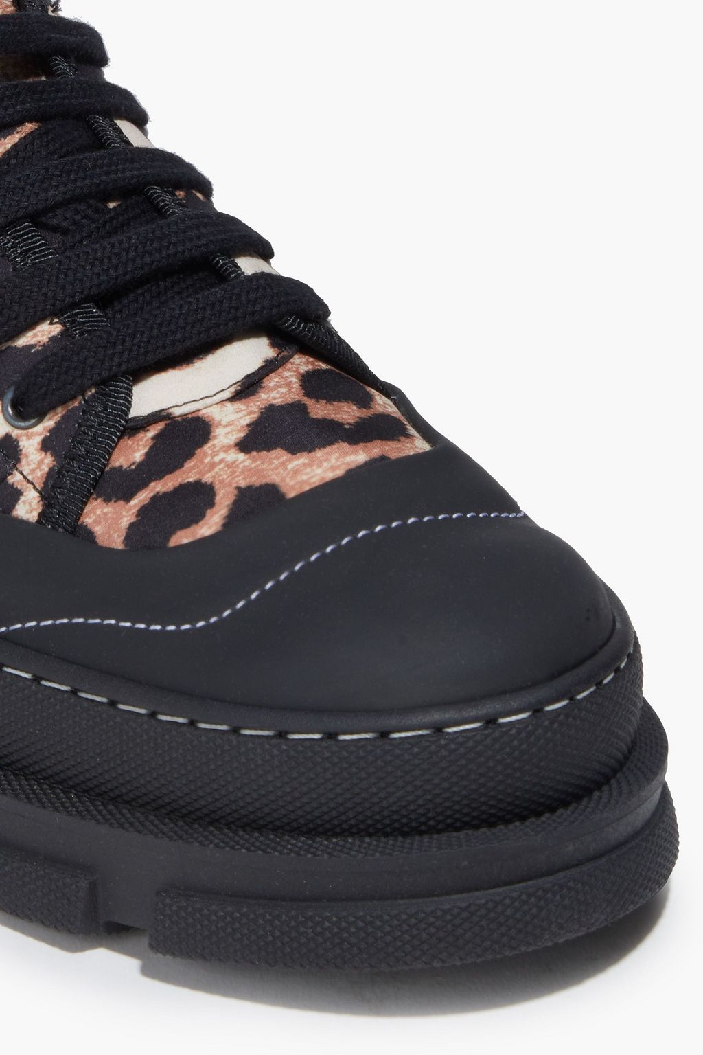 GANNI Hybrid leopard-print stretch-knit platform sneakers