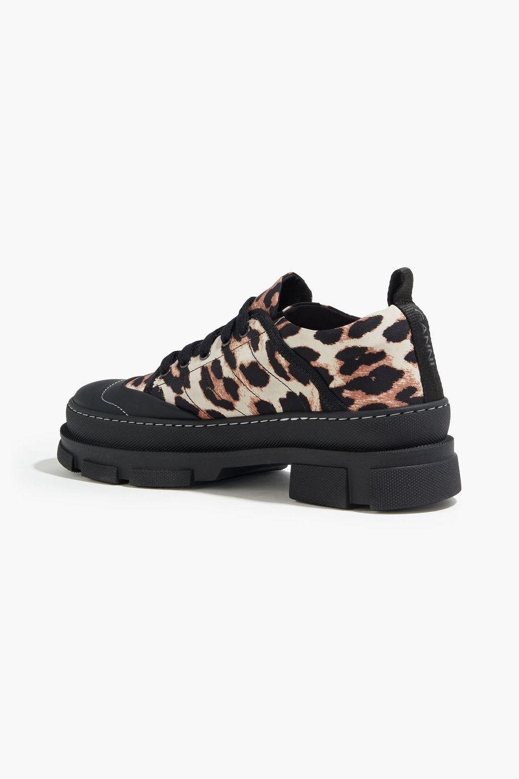 GANNI Hybrid leopard-print stretch-knit platform sneakers