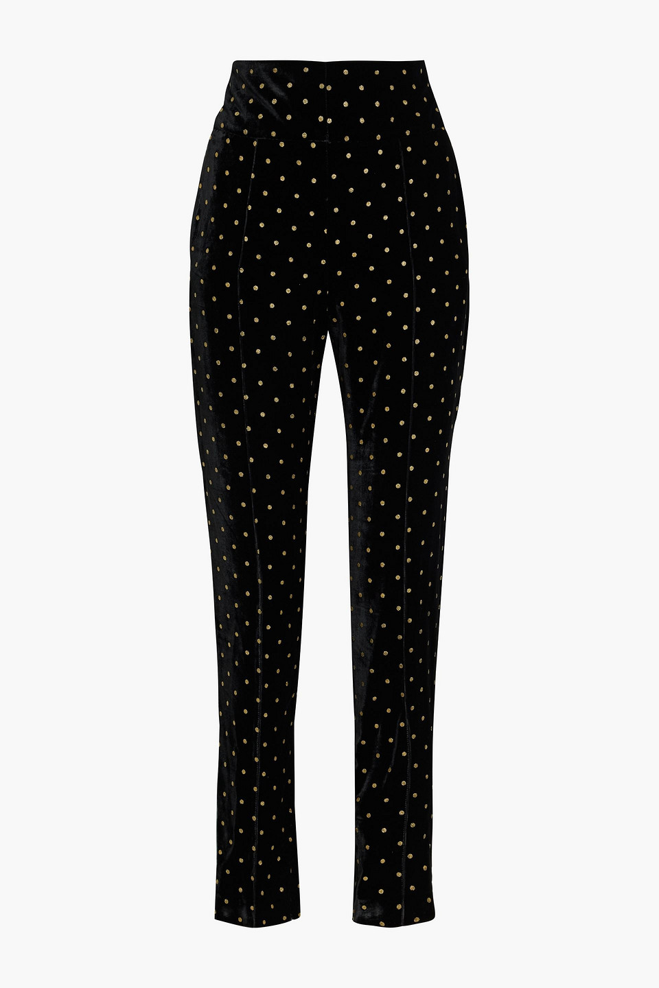 alexandre vauthier - glittered polka-dot velvet tapered pants - black - fr 38