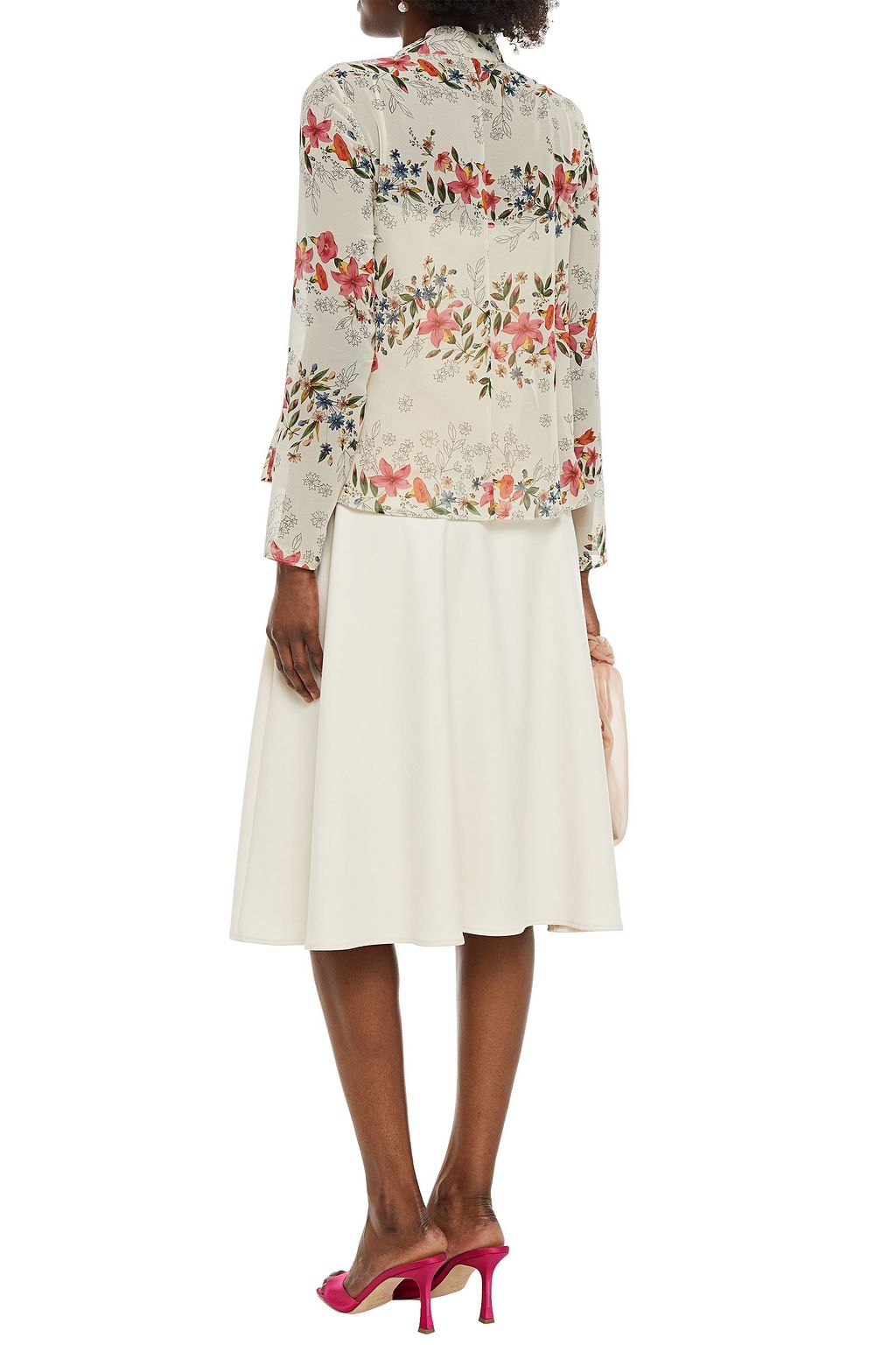REDVALENTINO Pussy-bow floral-print georgette blouse