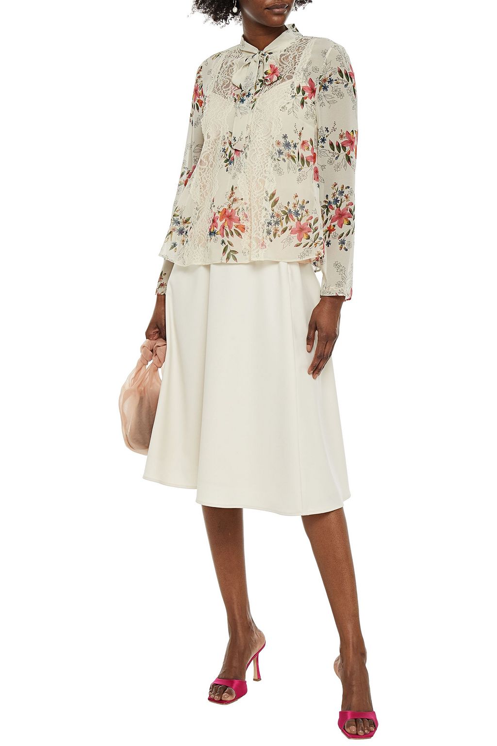 REDVALENTINO Pussy-bow floral-print georgette blouse